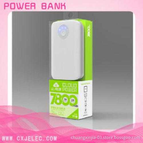 Fashion and colorful power bank with dual usb output 7800mah